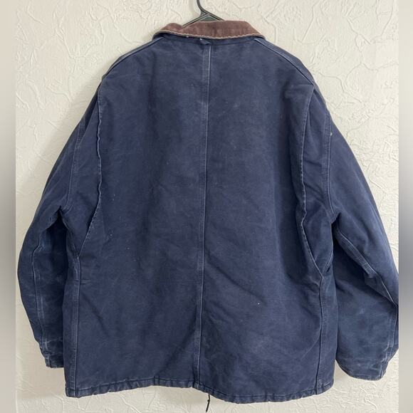 Vintage Carhartt Chore Jacket Navy Blue Mens Size XXL C26 MDT Distressed Rare - Picture 9 of 11